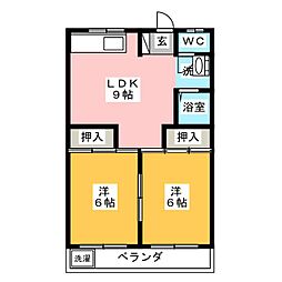 四日市キャッスル 2LDKの間取図画像