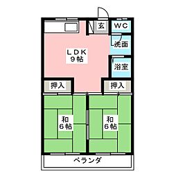 四日市キャッスル 2LDKの間取図画像