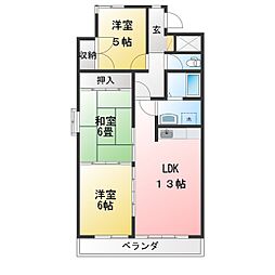 ブラッサム鵜の森 3LDKの間取図画像