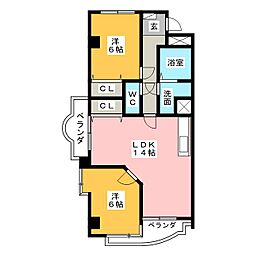 サウスリバー3 2LDKの間取図画像