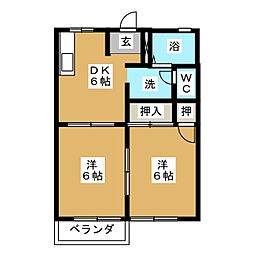 メゾン山の手 2DKの間取図画像