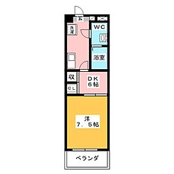 K.プレイス 1DKの間取図画像