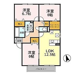 プラサイシヅカ 3LDKの間取図画像
