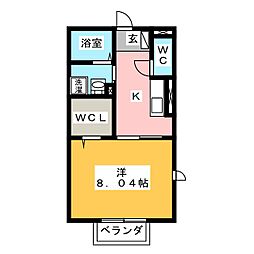 アズール 1Kの間取図画像