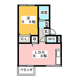 アパンションエクセル1995 1LDKの間取図画像