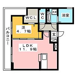 アンフィニときわ 1LDKの間取図画像