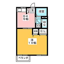 ロジュマンラフォーレ2 1Kの間取図画像