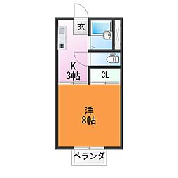 フォーブル宿野B 1Kの間取図画像