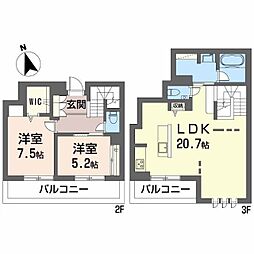 シャーメゾン ラ テラ 2LDKの間取図画像