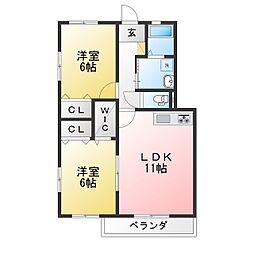 グラシアフィス霞ケ浦2番館 2LDKの間取図画像