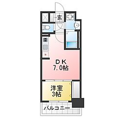 プレリス四日市ティエルナ 1DKの間取図画像