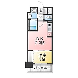 プレリス四日市ティエルナ 1DKの間取図画像