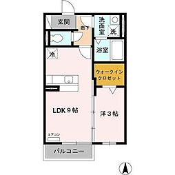 アヴァンセ中川原 1LDKの間取図画像