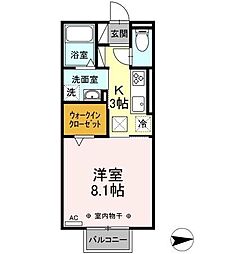響 1Kの間取図画像