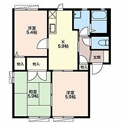 ロイヤルタウンC 3DKの間取図画像