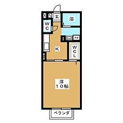 大和の里4 1Kの間取図画像