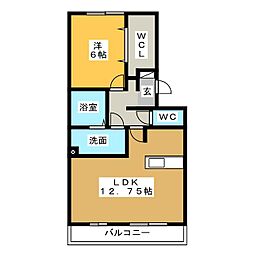 マイルストーン 1LDKの間取図画像