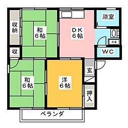 サンビレッジクボタA 3DKの間取図画像