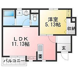 リーブルファイン赤堀 1LDKの間取図画像