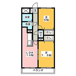 ノーブルサンエバー 2LDKの間取図画像