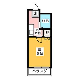 ビバリーシャロン 1Kの間取図画像