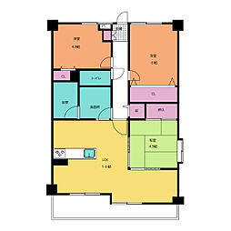 ツインコート大矢知 3階3LDKの間取り