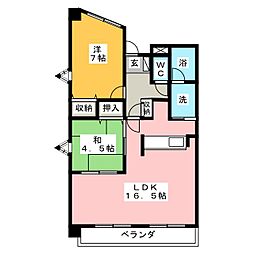 グランドゥール 4階2LDKの間取り