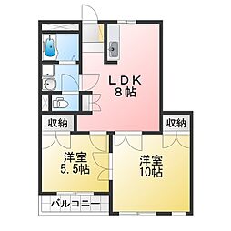 ピアハイム 2LDKの間取図画像