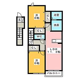 ステラ・Ｋ　II 2階2LDKの間取り