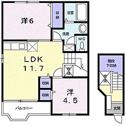 ノーブル・ハイム2 2階2LDKの間取り
