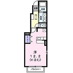 ルーカスIV 1階ワンルームの間取り
