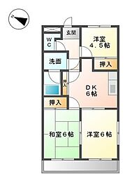 コーハンライズ 2階3DKの間取り