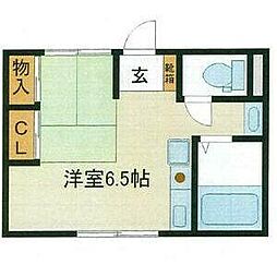スタジオシスター 1階ワンルームの間取り