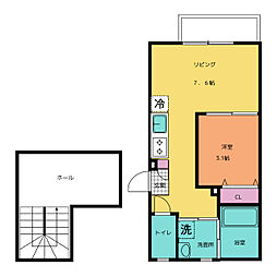 arpeggio(アルペジオ） 2階1LDKの間取り