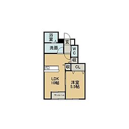 MYカメリア 1LDKの間取図画像