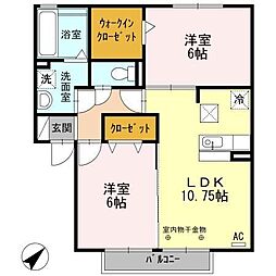 サンパティーク 2LDKの間取図画像