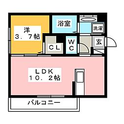 ラ　フレーズ 1階1LDKの間取り