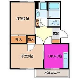 コーポラスアメニティ1 2Kの間取図画像