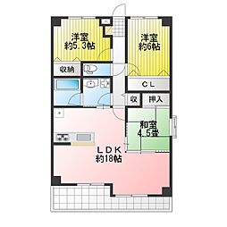 ツインコート大矢知 3LDKの間取図画像