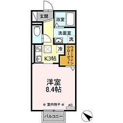 パプリカ 1Kの間取図画像