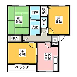 ミラソル・ウーノB棟 3DKの間取図画像