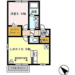 アメージングフラッツA 1LDKの間取図画像