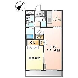 フローリスト 1LDKの間取図画像