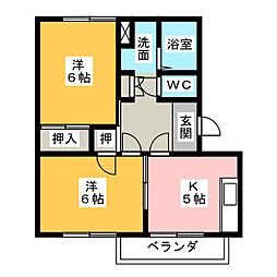 コーポラスアメニティ1 2Kの間取図画像
