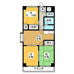 グレイスコート下之宮 3DKの間取図画像