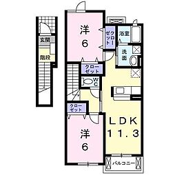 メゾンフィロス2 2LDKの間取図画像