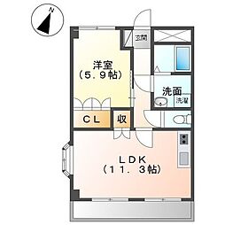 メゾン・ド・アンジュB 1LDKの間取図画像