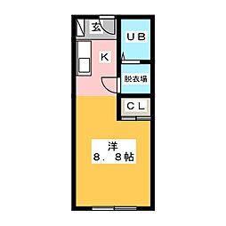 ＣＨＡＴＥＬＥＴ　ＯＮＥ 3階ワンルームの間取り