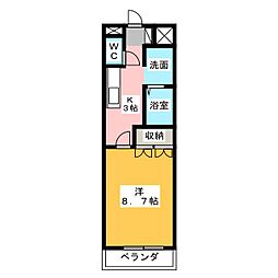 パレディオンハウス 1Kの間取図画像