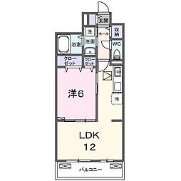 江どばしテラス 1階1LDKの間取り